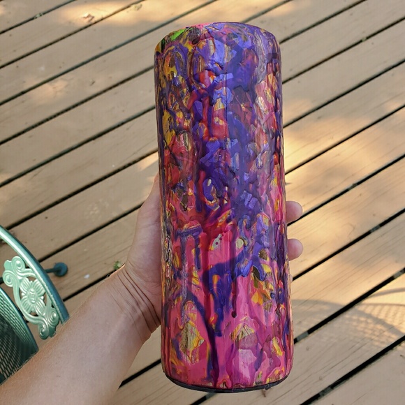 FUNKY Color Drip Pink Purple Yellow Round Vase! - Picture 7 of 8